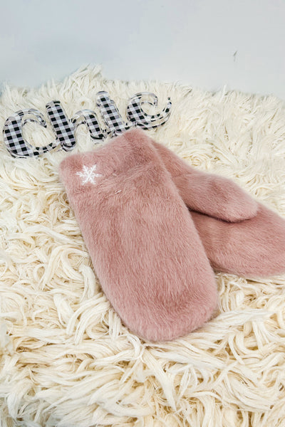 Fuzzy Mittens with Snowflake - 3 colors - Chic Avenue Boutique