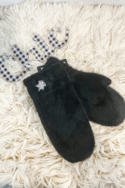 Fuzzy Mittens with Snowflake - 3 colors - Chic Avenue Boutique