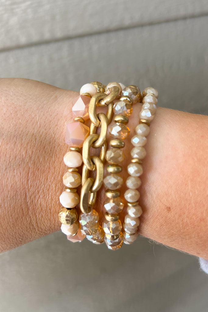 Neutral Glam Beaded Bracelet Stack - Chic Avenue Boutique