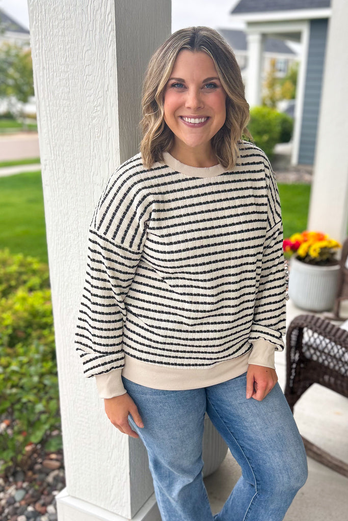 Dreaming of Fall Stripe Sweater - Chic Avenue Boutique
