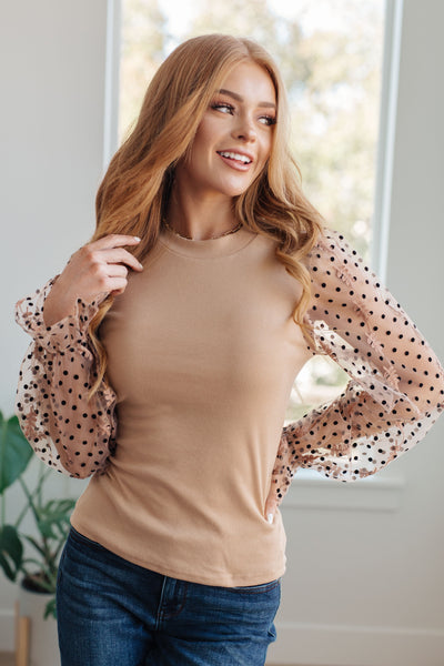 Dots on My Sleeves Blouse - Chic Avenue Boutique