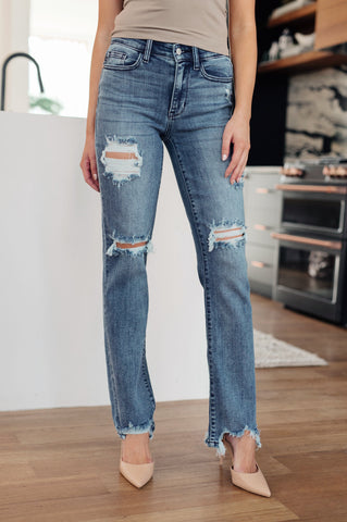 O'Hara Destroyed Straight Jeans - Chic Avenue Boutique