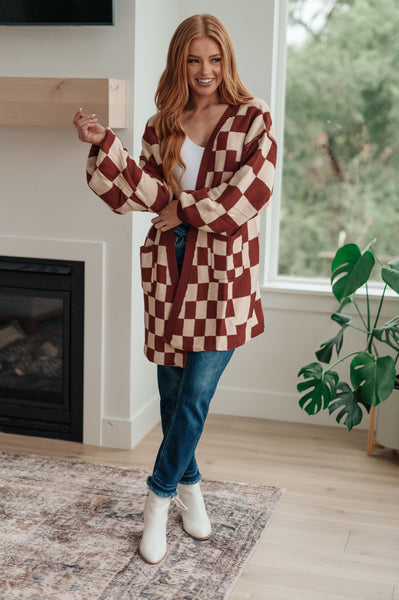 When I See You Again Checkered Cardigan - Chic Avenue Boutique