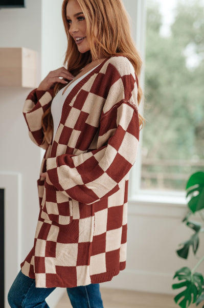 When I See You Again Checkered Cardigan - Chic Avenue Boutique