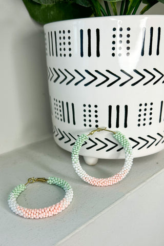 Pink and Mint Seed Bead Hoops - Chic Avenue Boutique
