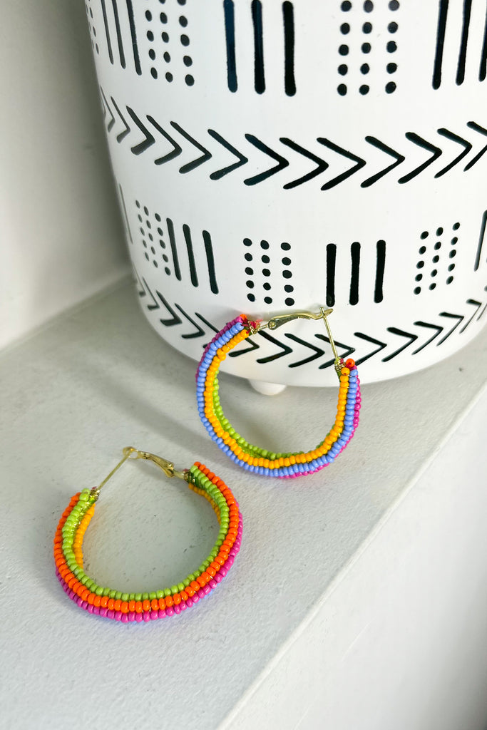 Multi Color Seed Bead Hoops - Chic Avenue Boutique