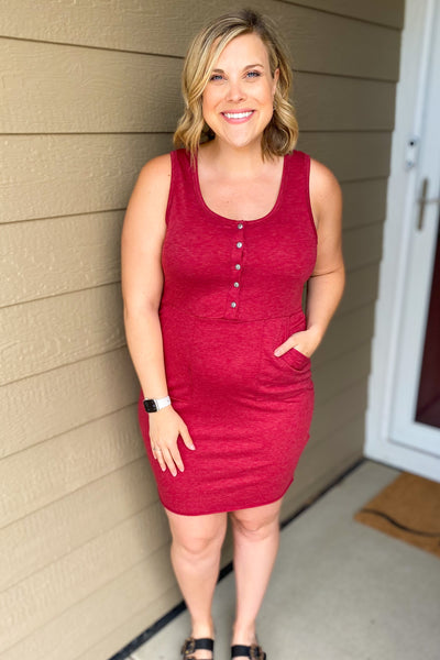 Amy Heathered Red Dress- Size Inclusive! - Chic Avenue Boutique